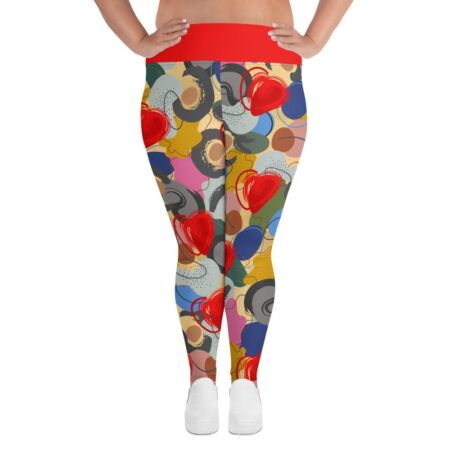 Plus size legingi ar krāsainu apdruku un ērtu jostasvietu.