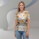 Sieviešu T-krekls ar nošu apdruku “Lucido” ļaus skanēt Tavai iemīļotajai melodijai ikreiz, kad vilksi to! Ļauj vaļu fantāzijai un dažādo savu garderobi! Šis T-krekls iemieso sevī arī pavisam praktiskas īpašības, ko ikviens novērtē ikdienā – tas ir ērts, mazgājot nezaudē krāsas, formu, neburzās, to ir viegli kombinēt ar dažādiem citiem apģērbiem. Īpaši lieliski tas izskatās ar dažādu krāsu džinsa un lina biksēm vai svārkiem. Atceries – arī praktiskam un ērtam apģērbam nav jābūt garlaicīgam!