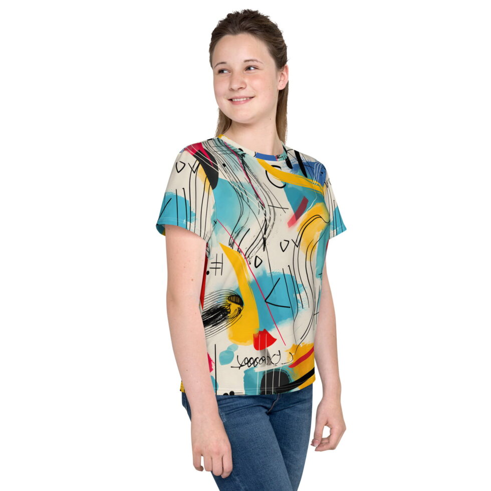 Jauniešu T-krekls “Ostin” ar abstraktu zīmējumu, kas ir gan naivs, gan uzmanību piesaistošs ir kā radīts Tev, ja vēlies izcelties! Krekls “Ostin” Tevi pilnīgi noteikti padarīs atšķirīgu no pūļa, bet galvenais, ka Tu pats jūties īpašs! Krāsu gamma un klasiskais krekla piegriezums ir piemērots gan meitenēm, gan puišiem. Tas ir viegli kombinējams ar apģērba apakšdaļu – džinsiem, šortiem vai svārkiem.