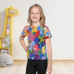 T-krekls meitenēm “Ulla” piedāvā unikālu un māksliniecisku pieeju ikdienas apģērbam. Krekla dizains veidots kā zīmējums eļļas tehnikā, kas tam piešķir īpašu tekstūru un izskatu. Krekls "Ulla" ir dzīvespriecīgs un košs kā pati bērnība! Jebkura meitenīe uzziedās šajā kreklā kā krāšņs zieds! Krekls ir arī praktisks lietošanā, jo tas nezaudēs formu un krāsas pat pēc vairākkārtēeejām mazgāšanām. Ievēro uz etiķetes esošos norādījumus mazgāšanai. T-krekls “Ulla” ir piemērots gan ikdienai bērnudārzā, gan rotaļām brīvā dabā. Krekls lieliski saderēs kopā ar šortiem, biksēm vai svārciņiem. Krāsu bērna garderobē nekad nevar būt par daudz!