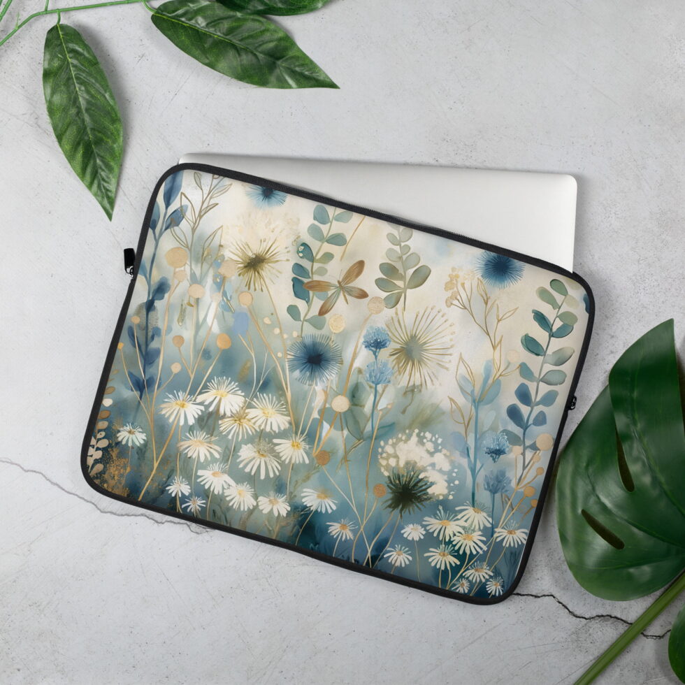 Aizsargājošs portatīvā datora maks ar vasarīgu dizainu zilos pasteļa toņos