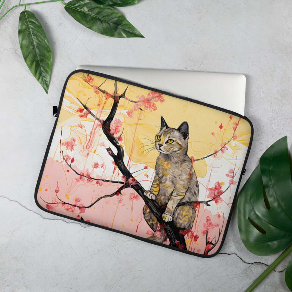 Laptopu aizsargājošs maks ar kaķi, nodrošina darora aizsardzību pret triecieniem un skrāpējumiem