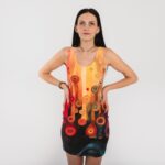 elastīga zīmuļkleita, vasaras kleita, pieguloša kleita, krāsaina kleita, kleita sievietēm