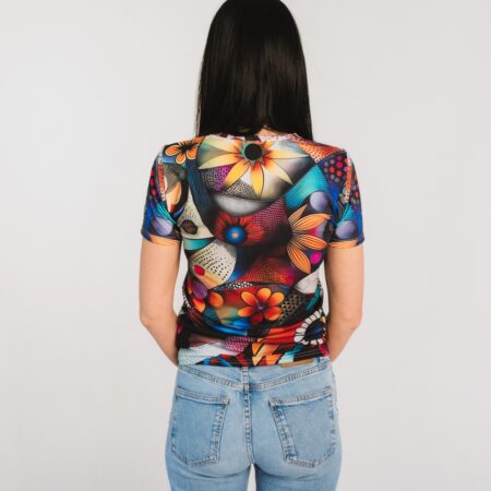 Sieviešu T-krekls ar ziedu dizainu “Marta” S