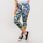 no priekšpuses kapri legingi ar krāsainu dizainu un paaugstinātu jostasvietu